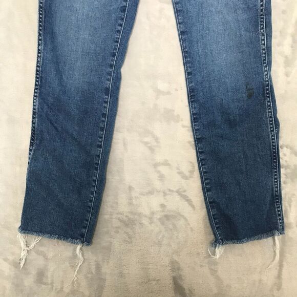 J. Crew Jeans Womens 24 Blue Vintage Straight Button Fly Raw Hem Ankle J9755 - Picture 4 of 12